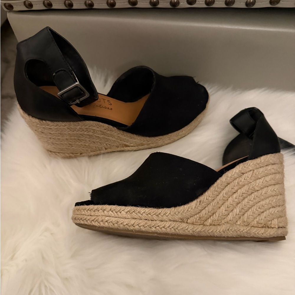 Coconuts by Matisse Black Wedge Espadrilles